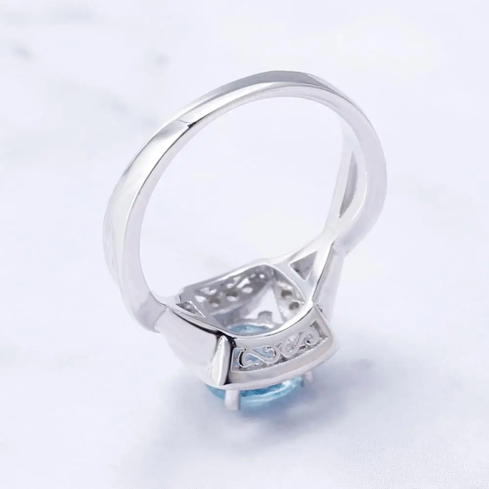 Gem's Ballet 1.66Ct Natural Sky Blue Topaz Gemstone Rings Women's 925 Sterling Silver Ring Brand Wedding Fine Jewelry | Украшения и