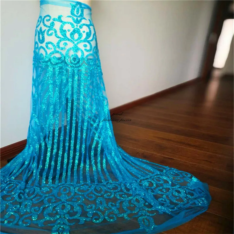 

French Net Lace Fabric 2021 Latest African Fabric With Glitter Sequins Mesh Tulle Lace Fabric High quality Nigerian