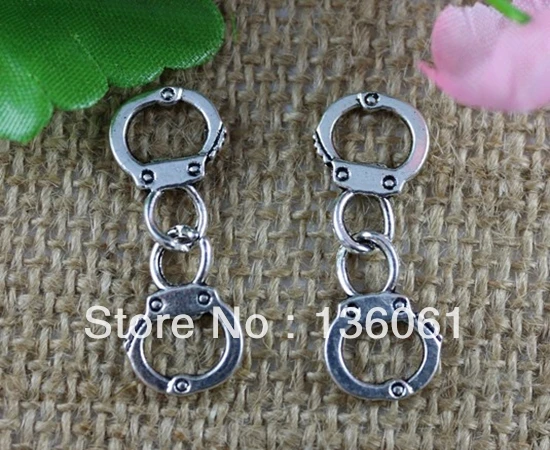 Vintage Silvers Police Handcuffs Charms Pendants For Jewelry Making Findings Bracelets Accessories DIY Gifts 10PCS Z2447 | Украшения и