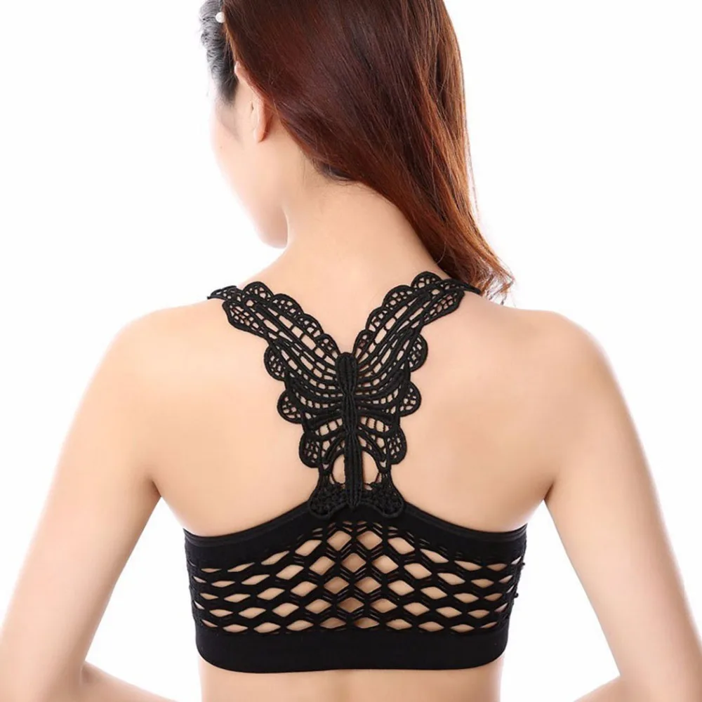 Бесшовный пуш-ап бюстгальтер для женщин 2017 летний полый укороченный топ занятий