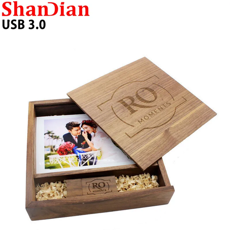 SHANDIAN USB 3,0 логотип клиента деревянный фотоальбом usb+ коробка usb флеш-накопитель U диск Флешка 8 ГБ 16 ГБ 32 ГБ фотография свадебный подарок