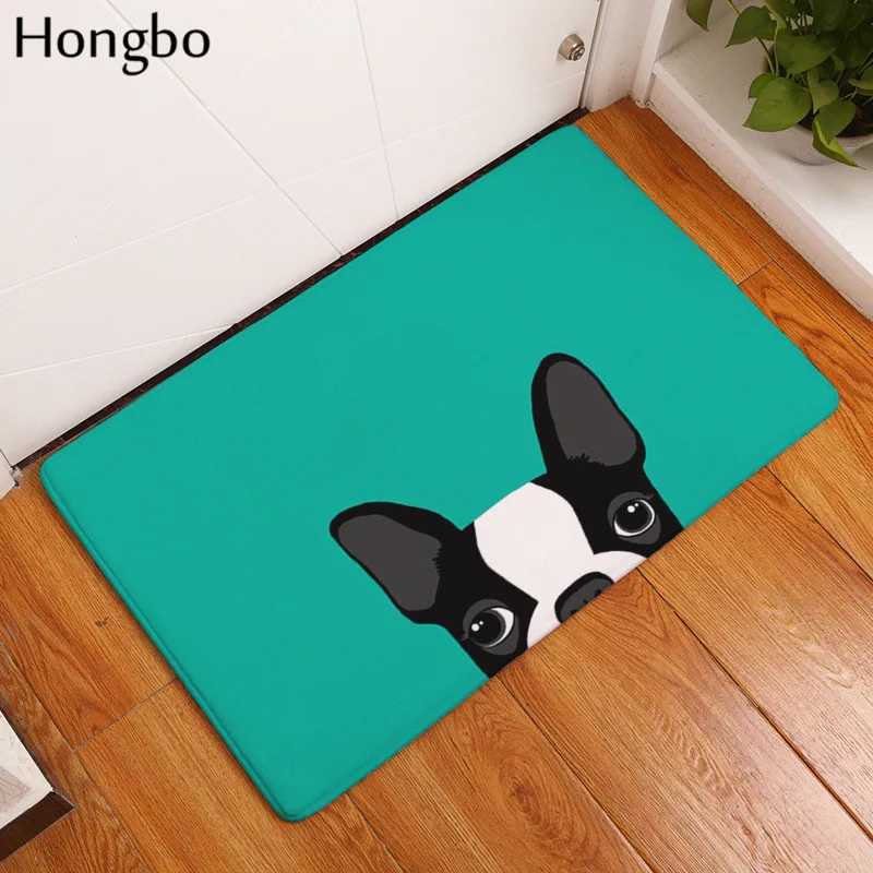 Hongbo 40*60 см Противоскользящие коврики короткие милые мультфильм бульдог щенок коврики Добро пожаловать домой входная дверь пол фланелевый коврик