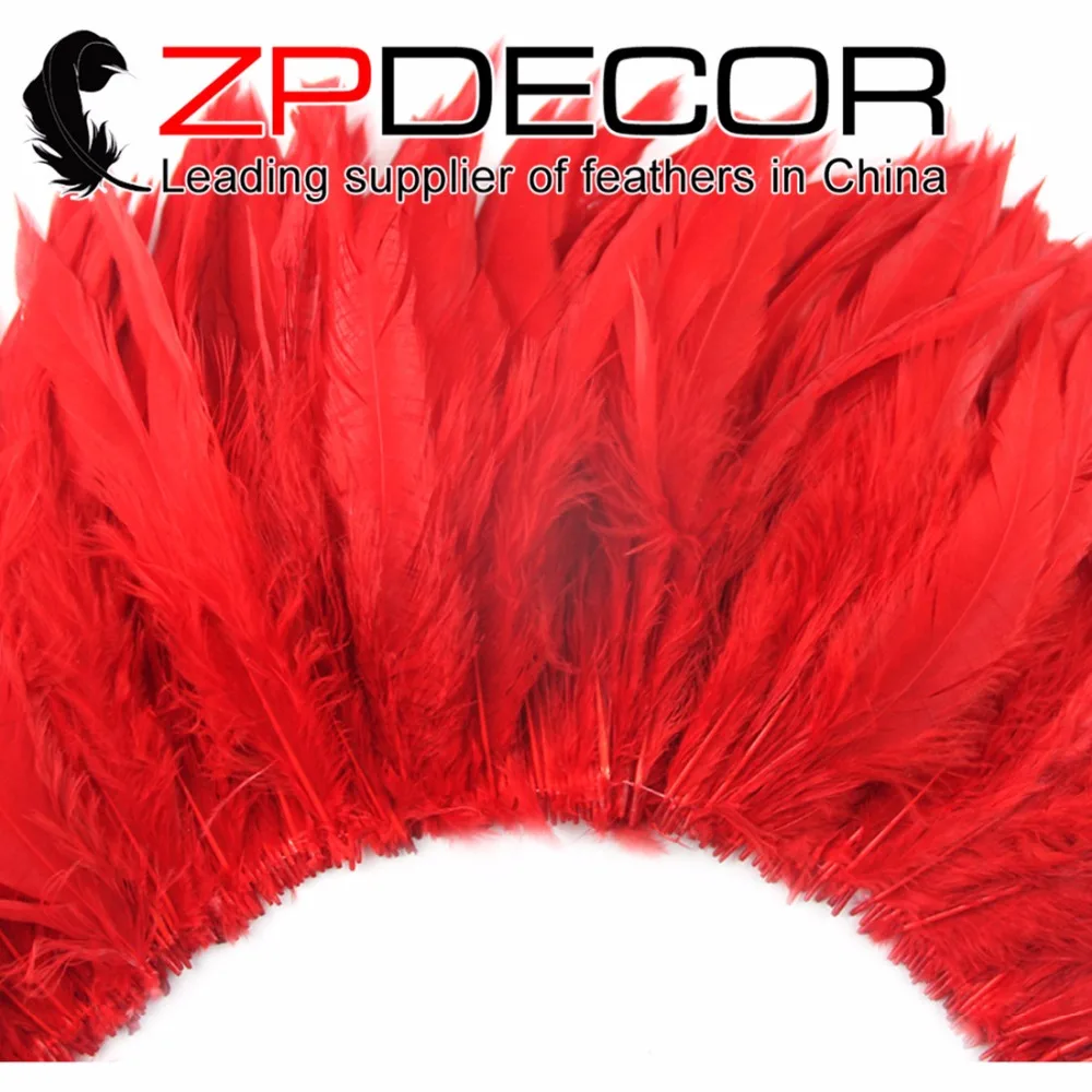 

ZPDECOR 700-800 pcs/lot 6-8inch Good Quality Strung Feathers For Clothing Accessories Rooster Schlappen Feathers Magenta