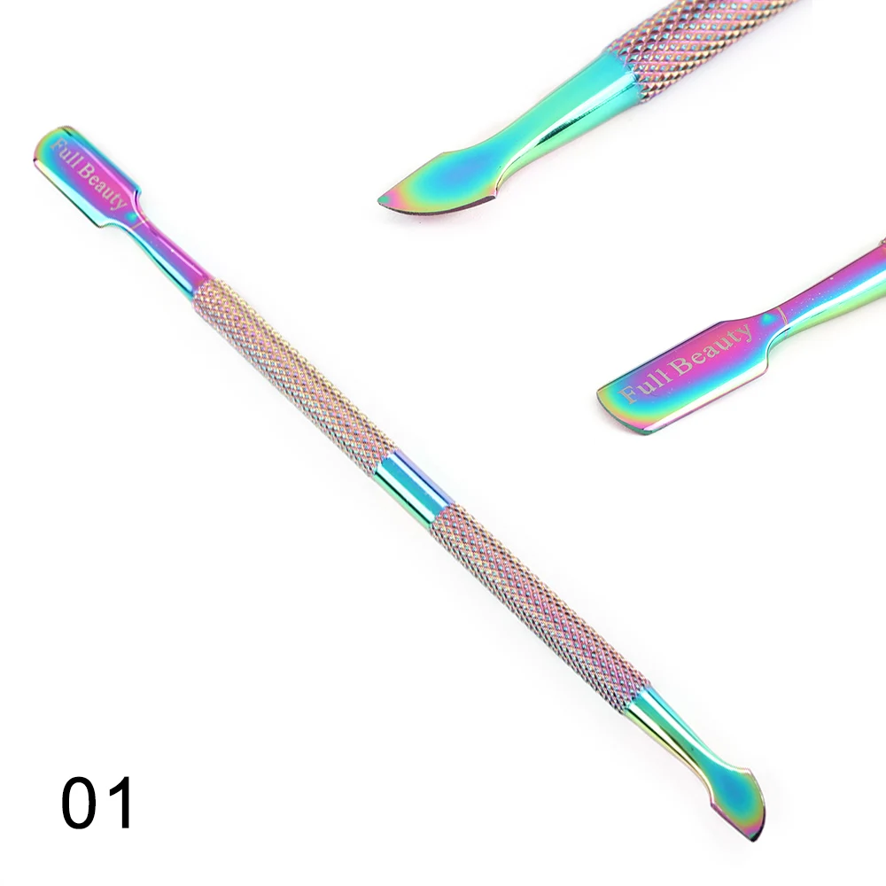 1 шт. из нержавеющей стали Радужный Толкатель для кутикулы маникюрная машинка