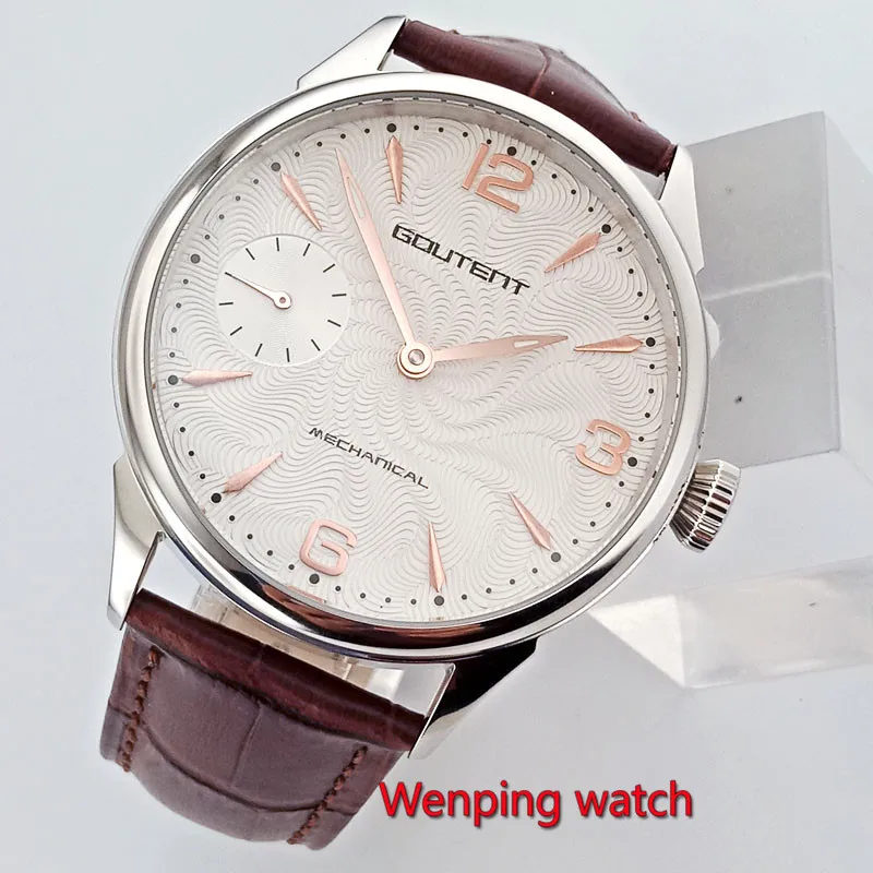 

42mm Wrist watches Goutent Brand white dial thread mechanical watch Male men women lovers W2707