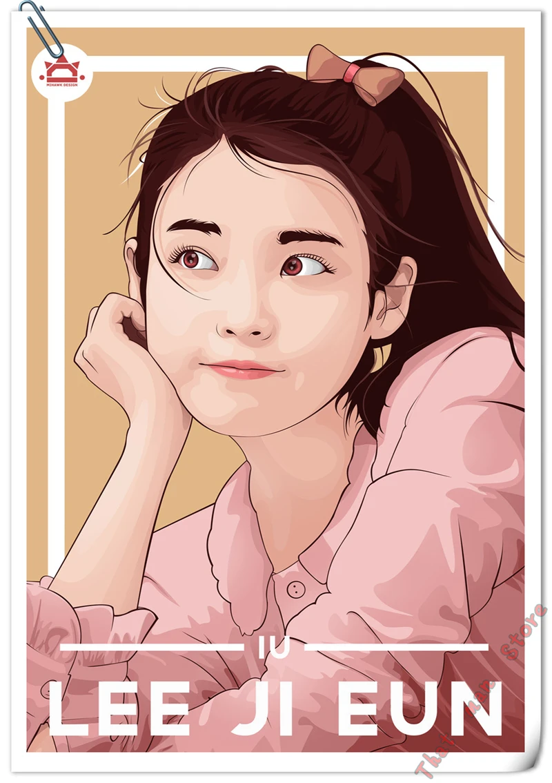 Армейский зеленый IU Lee Ji Eun Южная Корея красивая модель белая крафт-бумага плакаты декоративный настенный плакат украшение дома 42*30 см - Цвет: Армейский зеленый