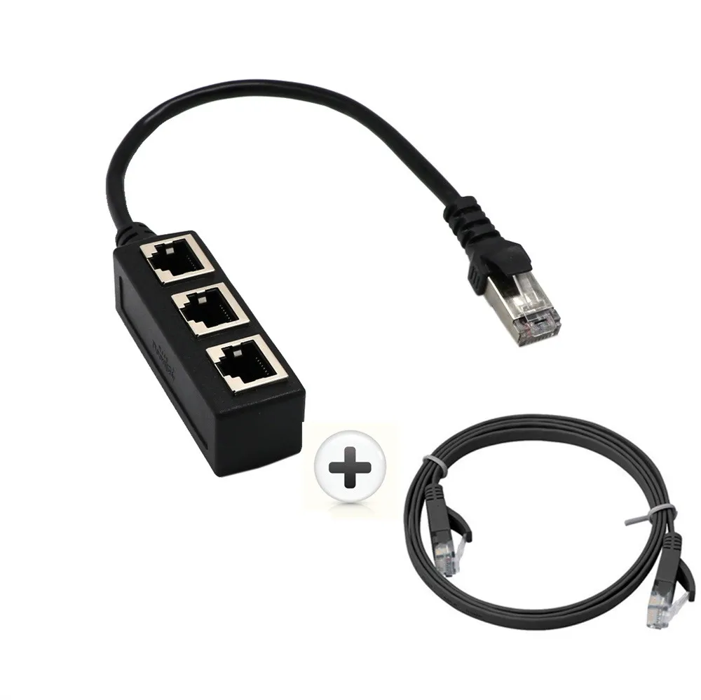 Разветвитель сетевого кабеля Ethernet RJ45 1-3 3-сторонний удлинитель адаптер