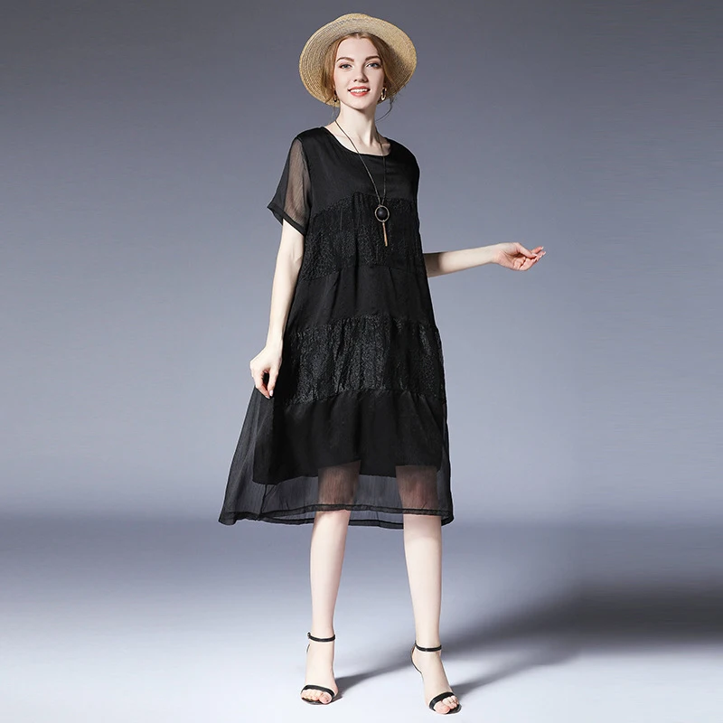 Фото CHICEVER Embroidery Summer Dress For Women 2018 O Neck Short Sleeve Loose Plus Size Black Women's Dresses Korean Fashion Tide Женская CHICEVER Embroidery Summer Dress For Women 2018 O Neck Short Sleeve Loose Plus Size Black Women's Dresses Korean Fashion Tide Женская