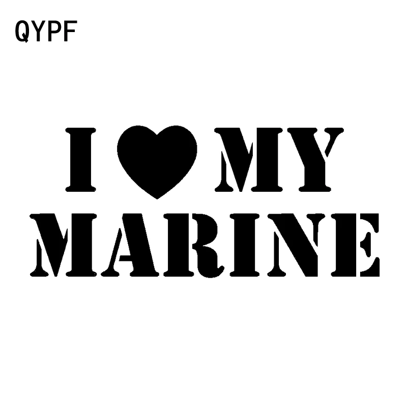 

QYPF 14.9CM*6.5CM I Love My Marine Fashion Car-styling Car Sticker Decal Black Silver Vinyl Accessories C15-2030