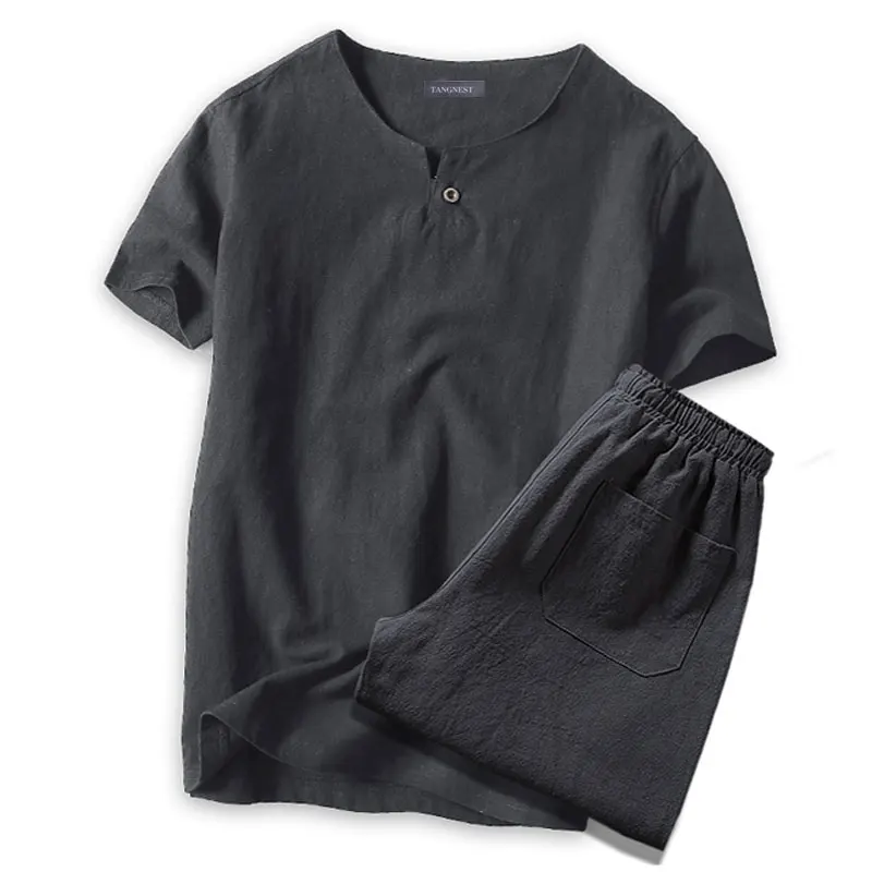 TANGNEST/футболки + шорты льняной китайский стиль летний брендовый комплект для