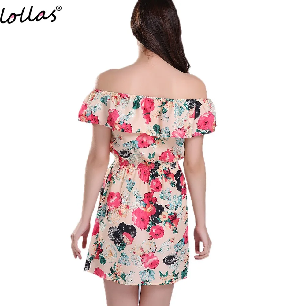 lollas Summer Women Printed Floral Dresses Casual Chiffon Above knee mini Dress Sleeveless Female's | Женская одежда