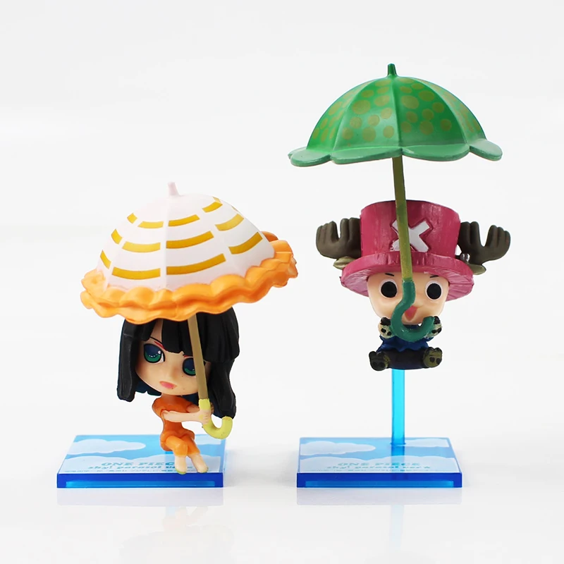 5 7 см 10 шт./лот Luffy Sanji Zoro Nami Robin Usopp Brook Franky с зонтиком Мультяшные мини Экшн фигурки