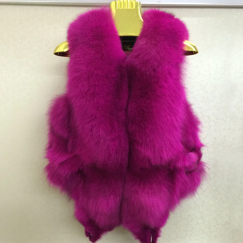 Зимний женский меховой жилет для детей с лисой головки верхняя одежда