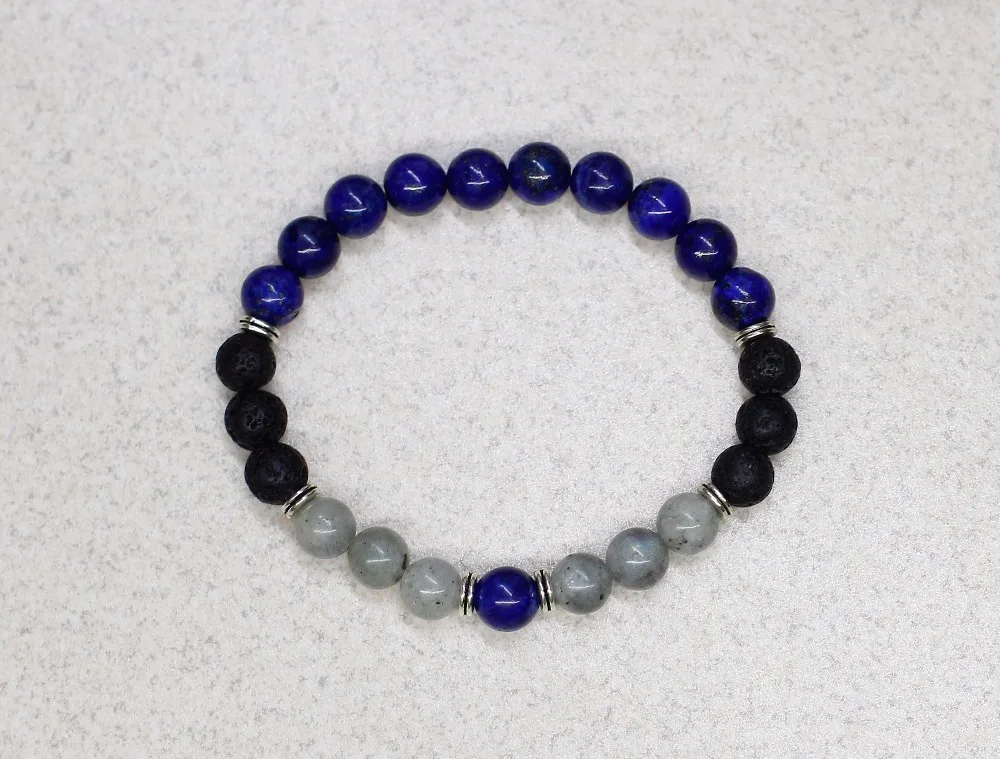 Natural Lapis lazuli bracelet Bule Mens gift for men Men's Yoga Mala Beads Bracelets Lava Stone Labradorite | Украшения и