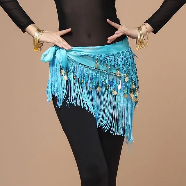 

Women belt bellydance scarf hip Belly Dance Accessories Sequins Tassel Triangle Wrap Costume Belt Shawl Chiffon fringe scarf X