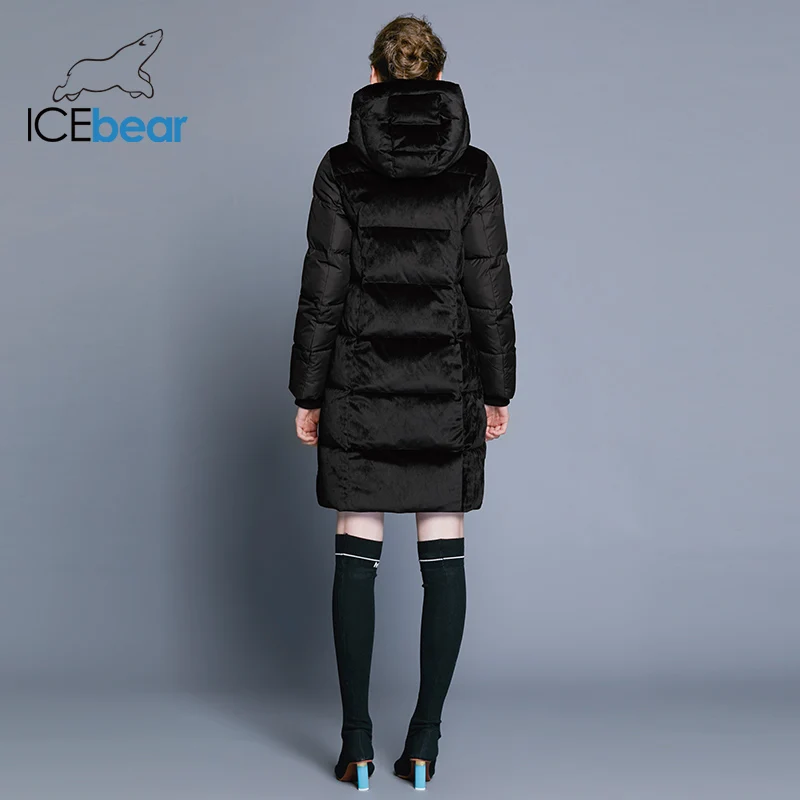 ICEbear2018 новый высокого качества Зимняя бархатная куртка Толстая теплая Женская