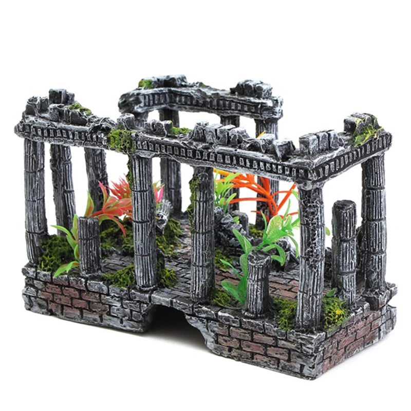 

Artificial Palace Ruins Fish Tank Ancient Roman Column European Castle Ornament For Aquarium Decorations Reptile Box Landscape