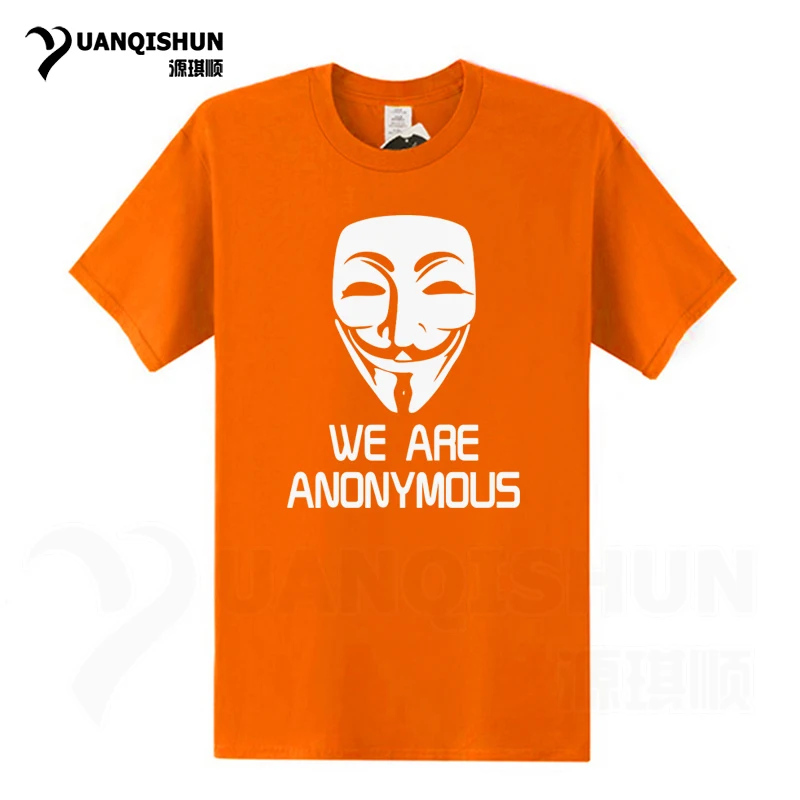 YUANQISHUN фирменная футболка фильм V для серии Vendetta Футболка Маска Гая Фокса серии футболок безымного негодного тролля - Цвет: Orange H