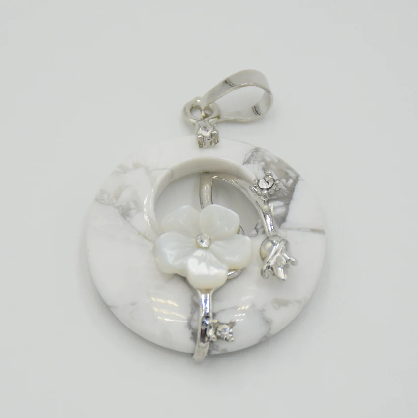 Круглые серьги с натуральный Howlite Синий Песок Розовый кристаллический камень