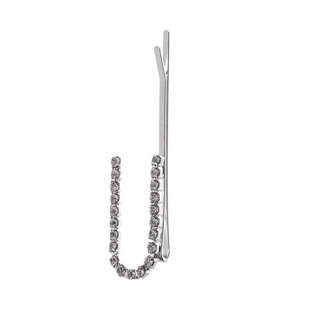 U 1 шт. женские буквы A-Z шпилька для волос с горным хрусталем заколки очаровательные хрустальные заколки для волос серебряные аксессуары для укладки волос - Цвет: U