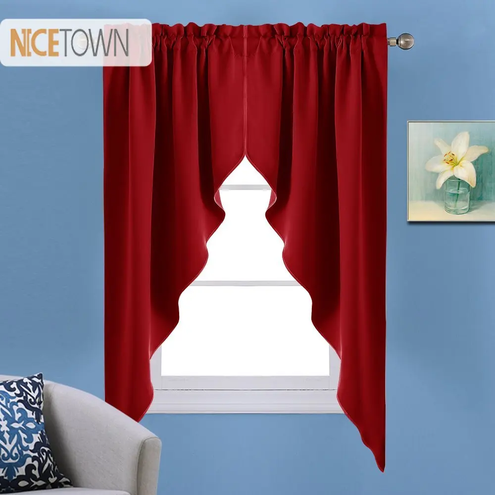 NICETOWN, 1 пара, балдахин, роскошная, для комнаты, затемнение, стержень, карман, для кухни, ярусные шторы, портьеры для гостей, для гостиной