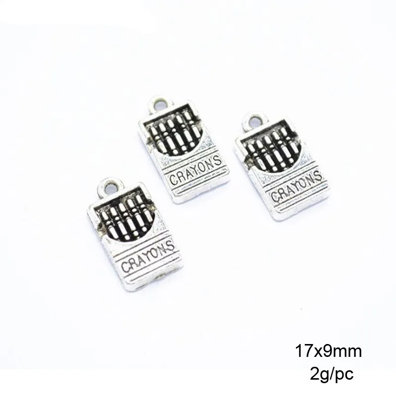 

30PCS 17x9mm Antique Silver Crayons Alloy Charm Pendants For Jewelry Making