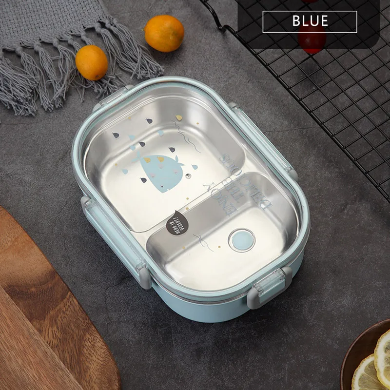 WORTHBUY японский картон Ланч-бокс 304 из нержавеющей стали Bento box для детей контейнер для хранения еды герметичный Bento Ланч-бокс - Цвет: 1 Layer Blue