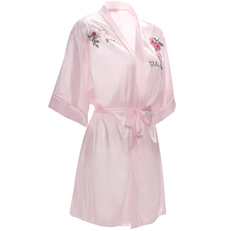 Fashion Rayon Silk Night Robes Embroider Dressing Gown or Sleep Wear Lingerie for Ladies Girls Bridesmaid Bathrobe | Женская одежда