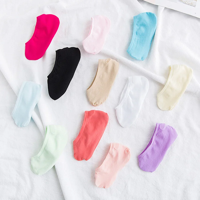 

10Pairs Summer Boat Socks Women Magic Socks Girls Color Solid Thin Invisible Comfortable Soft Ladies Antiskid Sock
