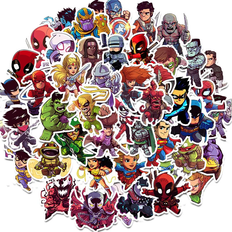 AZ005 50 шт. DC супергерой Marvel Герой наклейки фильм стикеры для DIY стикер на Дорожный Чехол Ноутбук СКЕЙТБОРД гитара холодильник телефон decel - Цвет: AZ005
