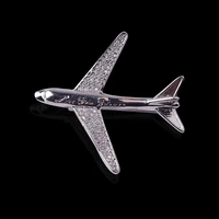 women top crystal aircraft brooches men high quality rhinestone pin best party gift airplane brooch h1281