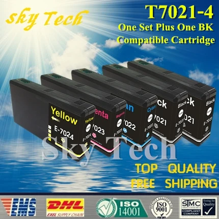 Один комплект и один совместимый картридж BK для T7021 T7024 Epson WP 4000 4015DN 4025DW 4095DN 4500 4515DN