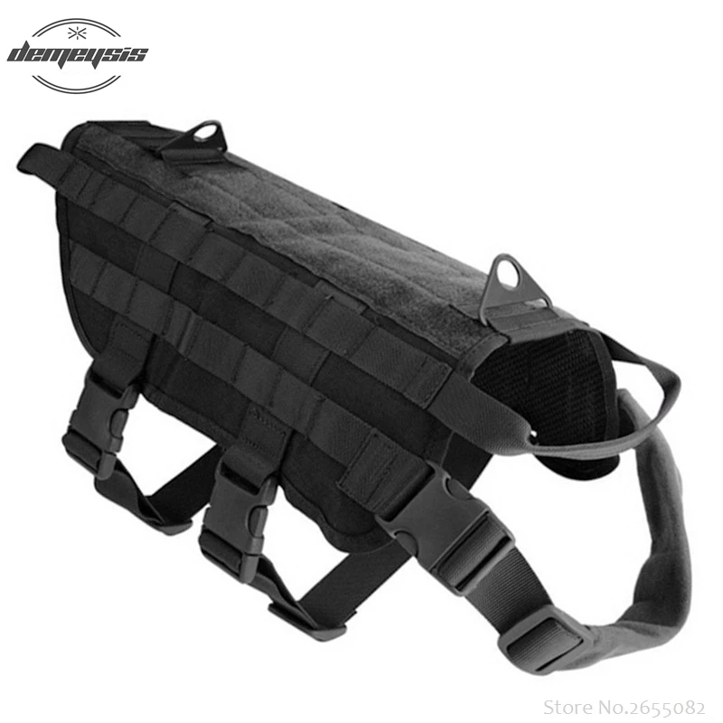 single vest black Охотничий Тактический военный жилет для собак, походный нейлоновый жилет для собак Molle, уличная Военная Боевая тренировочная жилетка для собак - Цвет: single vest black