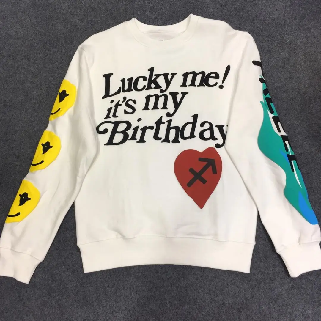 Kanye West/толстовки с капюшоном, улыбающееся лицо, Lucky Me KIDS SEE GHOSTS CFG, футболка на день рождения для мужчин и женщин, Рокки, толстовка с капюшоном, 1:1, высокое качество - Цвет: white5