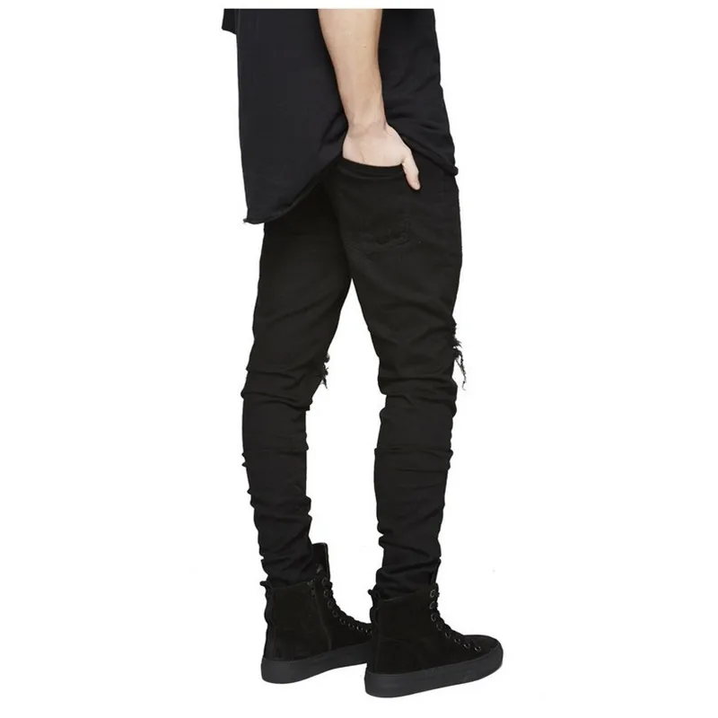 Джинсы в стиле хип хоп уличная одежда облегающие рваные крутые джинсы мужские с