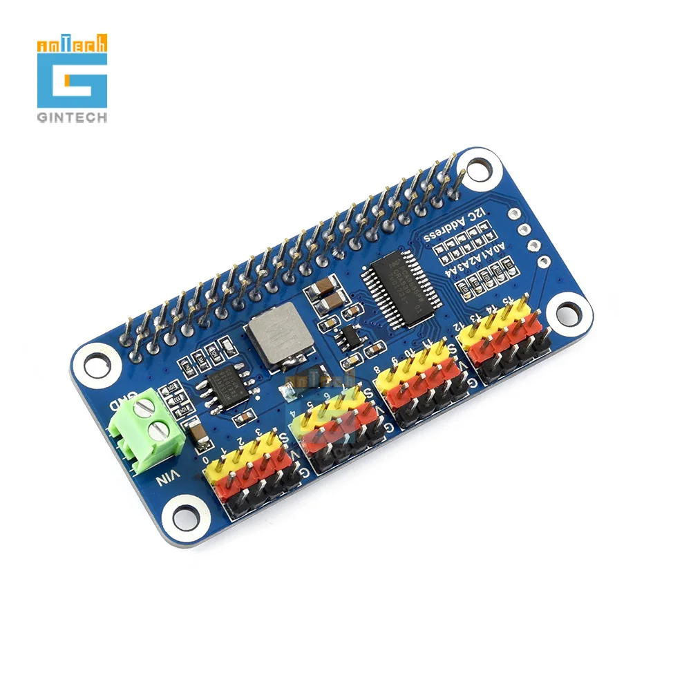Крышка сервопривода 16 каналов 12 битный интерфейс I2C совместим с Raspberry Pi Zero/Zero W/Zero