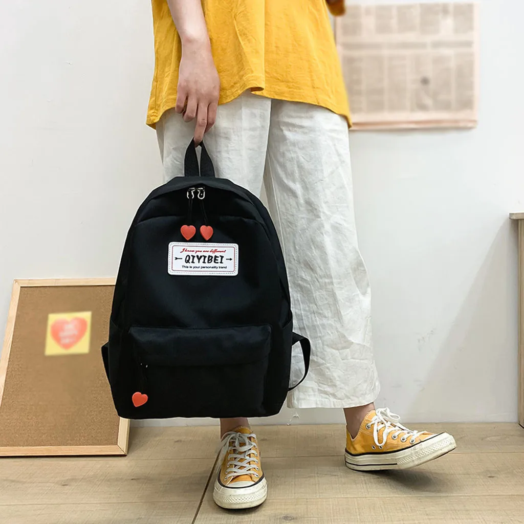 Модный женский нейлоновый милый однотонный рюкзак большой емкости Студенческая