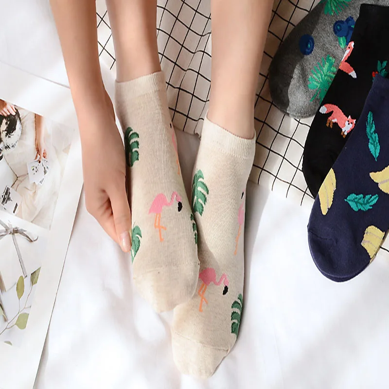 

[EIOISAPRA]Cute Printing Jacquard/Plants Pattern Funny Socks Women Kawaii Divertidos Animal/Cactus Art Socks Korean Short Sokken