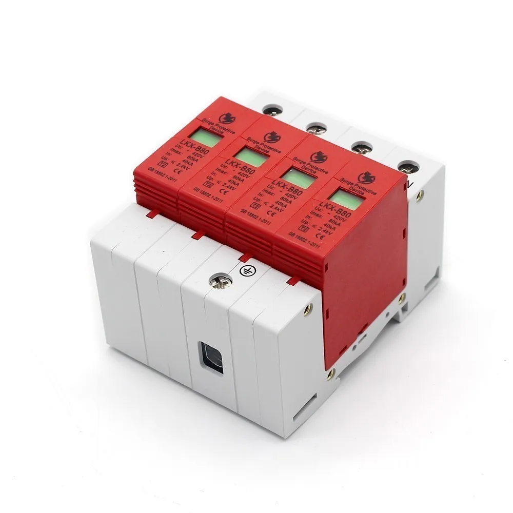 B80 4P 40KA ~ 80KA 275V AC 3P + N SPD домашний стабилизатор напряжения защитный низковольтный