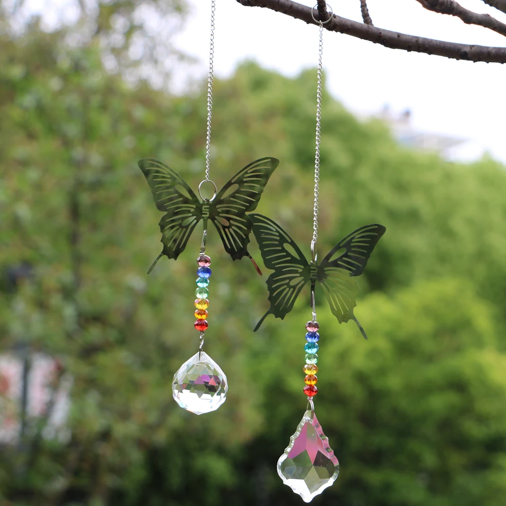 1 шт. люстра хрустальный шар призмы кулон Радуга Rondelle бусины чакра бабочка Ловец