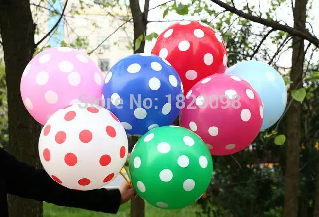 10 шт./лот 12 дюймовые латексные воздушные шары в горошек надувные с принтом для