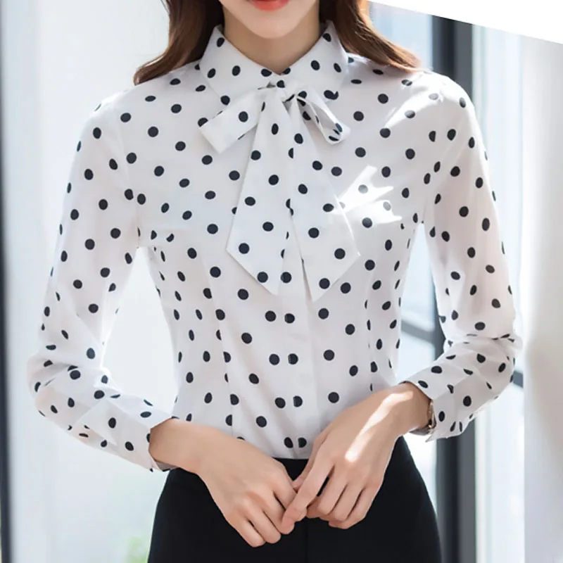 Женские блузки с длинным рукавом Офисная облегающая Повседневная осенняя одежда