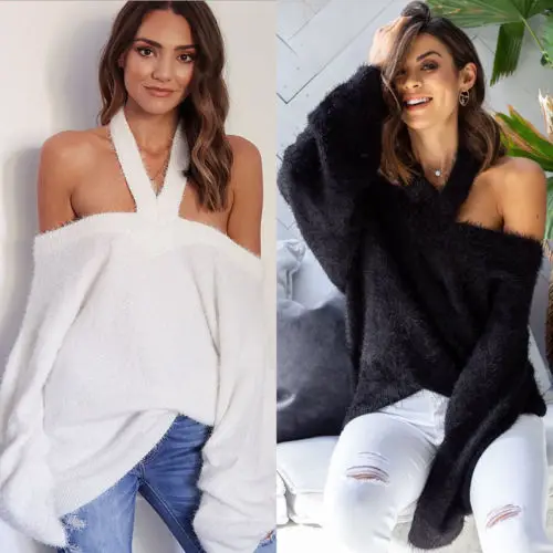 

Fashion Oversize Women Off Shoulder Batwing Sleeve Knit Sweater Tops Pullover Outwear Long Sleeve Clothes