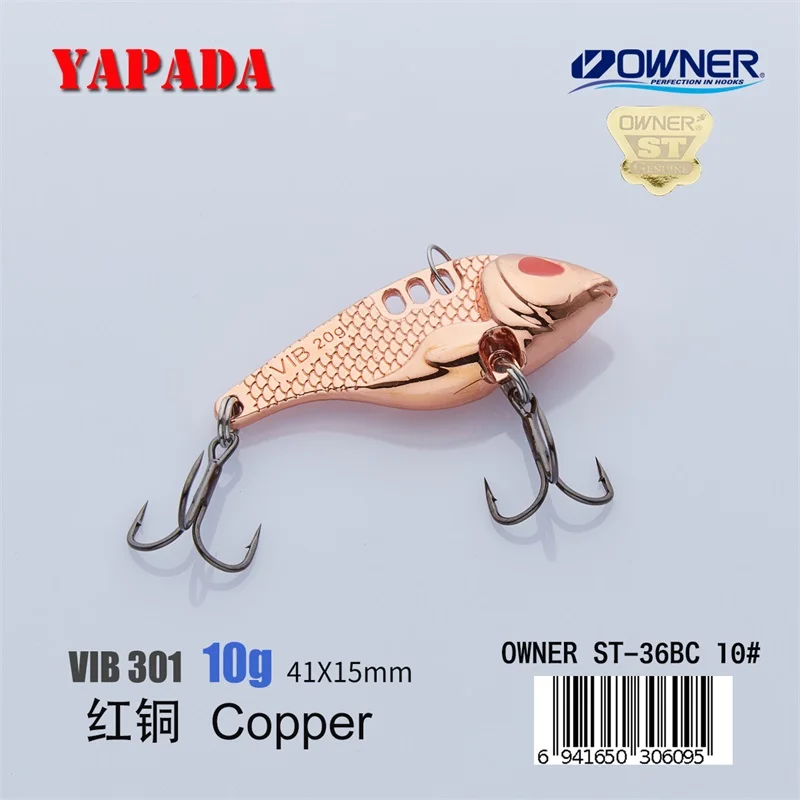 YAPADA VIB 301 Tycoon 10 г/15 г владелец тройной крючок 41-47 мм перо многоцветный цинковый сплав металл VIB рыболовные приманки - Цвет: Copper 10g