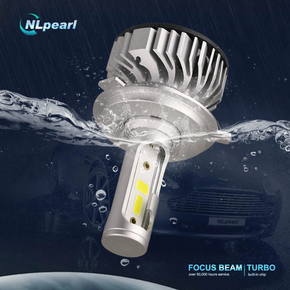 Nlpearl 2x мини Canbus H4 светодиодный головной светильник лампы H7 светодиодный H1 H3 H11 9005 HB3 9006 HB4 4300K 6000k 8000K 10000LM/пара Свет автомобиля COB
