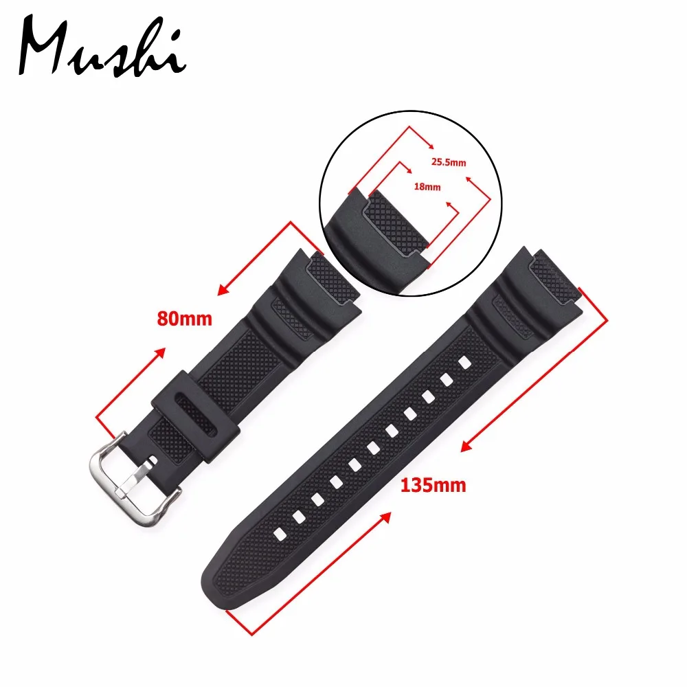 Резиновый ремешок для Casio PGR 270/ 270 1/ MRW 200H силиконовый часов с пряжкой черный