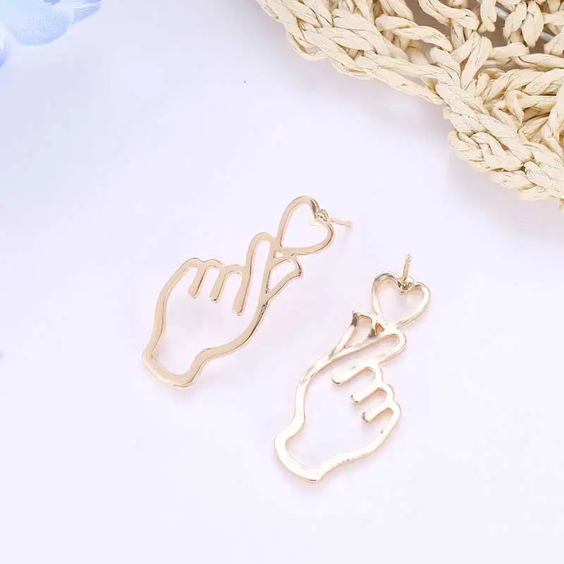 Серьги с подвеской в виде сердца и жестов стиле ретро для девушек подарок на день