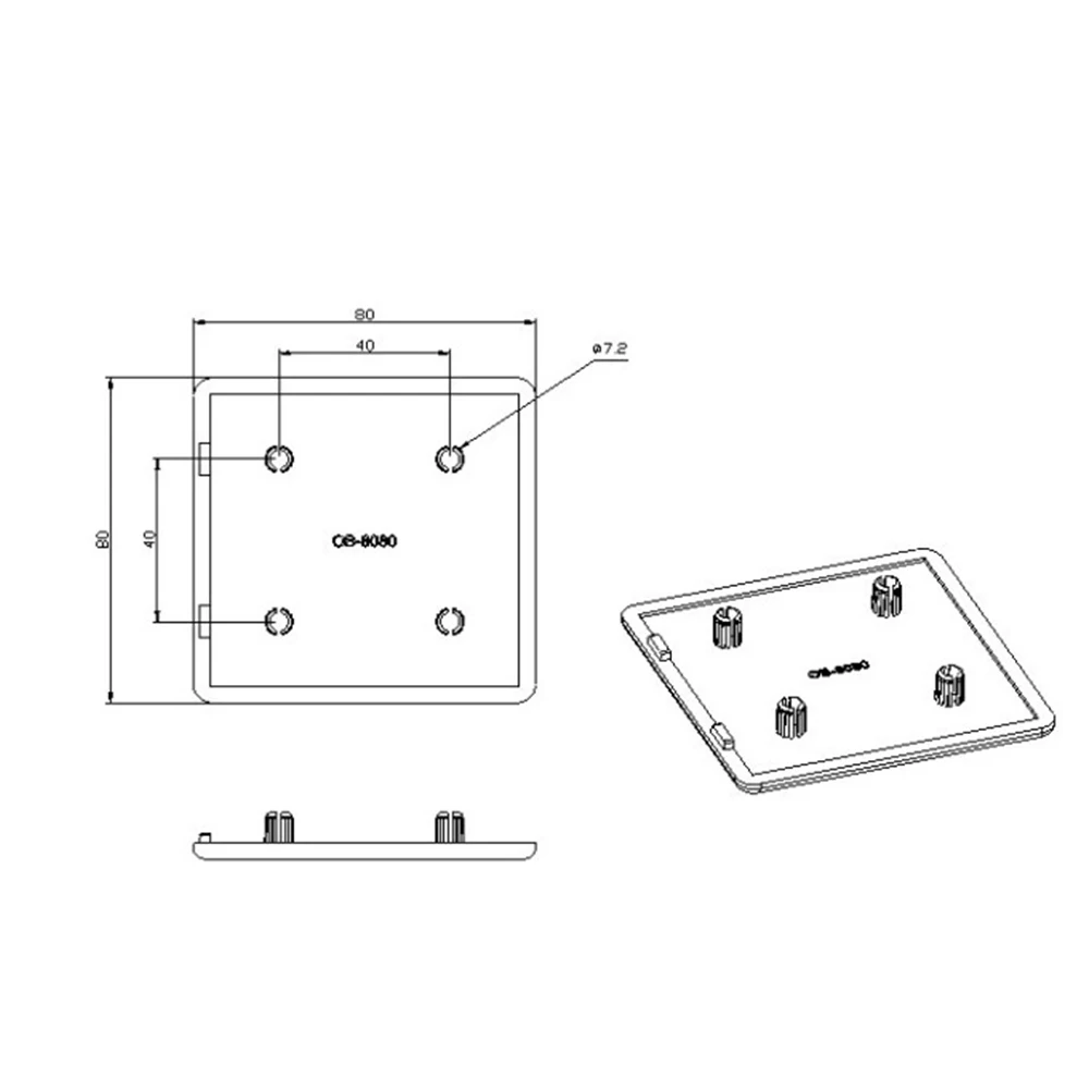 50pcs 8080 Plastic ABS End Cap for Series Aluminum Profile Accessories Four Hole | Обустройство дома