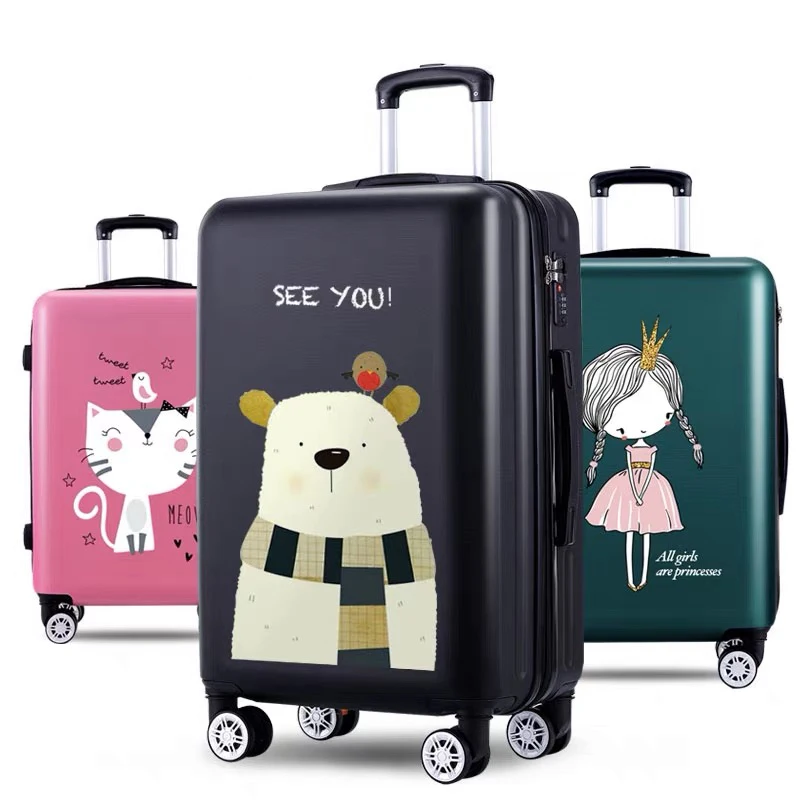 

Корейская версия модного чемодана на колесиках, женская и Мужская Дорожная сумка на колесиках 20, 22, 24, 26 дюймов, милый брендовый чемоданчик для багажа