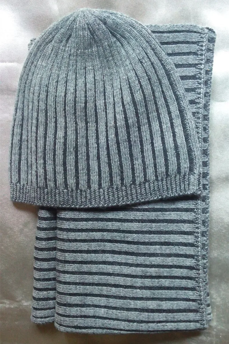 Специальное предложение 100% кашемир коза в полоску для женщин детей шарф шапка 2